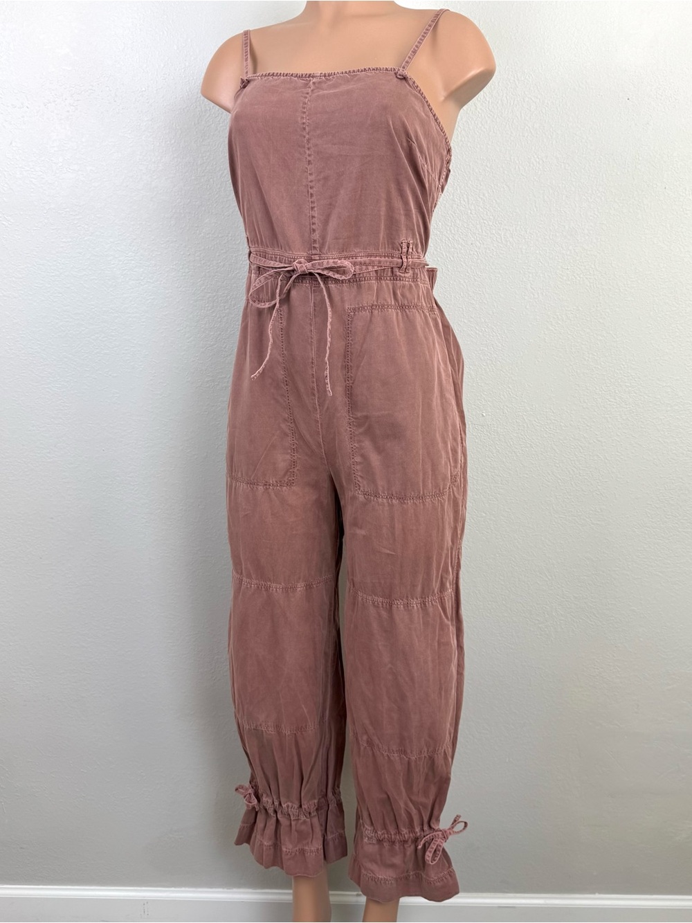 Free People Chance Of Sun One Piece Jumpsuit Strappy S Festival Boho Rust Brown - Picture 12 of 16